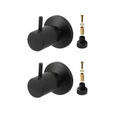 02 Acabamentos De Registro Padrão Docol Para Banheiro Chuveiro/Geral Em Metal C90 Preto Fosco