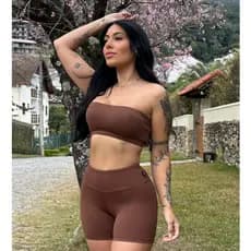 Short Bia Academia Feminina  Cintura   Alta Compressão Suplex Poliamida Zero Transparência