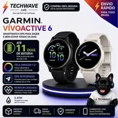 Garmin Vivoactive 6 Smartwatch GPS AMOLED Monitor Cardíaco 50+ Esportes Bateria 11 Dias Original