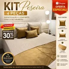 Kit peseira para cama capas de almofada e baguete luxo pra casal queen king