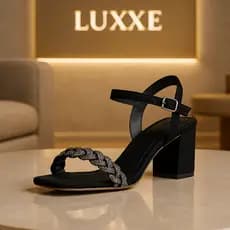 Sandália trança strass Sandália salto elegante Sandália confortável e versátil luxo
