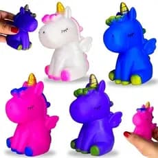 Kit 4 Unicórnio De Vinil Com Som Brinquedo De Banho Bebê