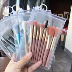 Kit 8 Peças Conjunto De Pincéis De Maquiagem Com Transparente Para Viagem Cores Aleatório