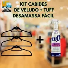 Cabides De Veludo Multifuncional 3 Unidades + Tuff Desamassa Fácil Para Roupas Sem Ferro