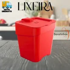 Lixeira De Cozinha Slim Na Cor Vermelho E Preto Resistente Mesa De Escritório