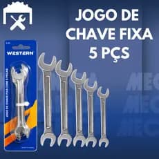 Jogo de Chave Fixa 5 Peças Aço Carbono Oficina Mecânica Reparo Casa Ferramenta