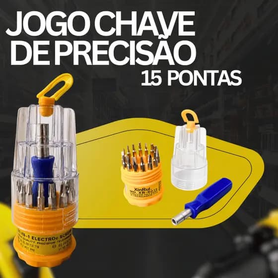 Chave de Precisão 15 Pontas Jogo Completo para Reparo de Eletrônicos