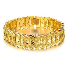 Pulseira Masculina Larga Banhada Em Ouro Amarelo Lacraia