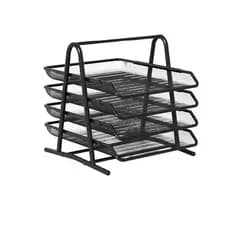 Organizador de Mesa com 4 Bandejas Metálicas - Estrutura Reforçada e Deslizamento Suave