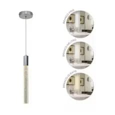 Lustre Pendente Led Vidro Cilíndrico Quadrado ou Redondo 20cm Cristal Bolha