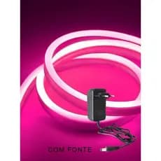 Fita Led Neon ROSA 5m com fonte tomada Bivolt iluminação de led para decoração