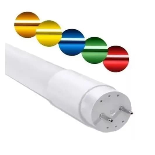 Kit Lâmpada Tubo Led Vidro T8 9w 60cm + Soquete T8 - 1 Lado Colorida