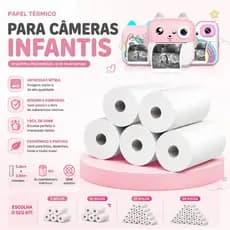 Kit 5 Rolos De Papel Térmico Para Câmera Infantil Impressora Branco