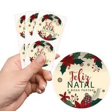 50 Etiquetas Adesivas Fofas - Perfeitas para Recebidos | Tam. 4 cm | Feliz Natal