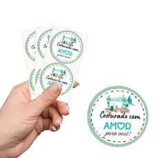 50 Etiquetas Adesivas Fofas - Perfeitas para Recebidos | Tam. 4 cm | Artesanato