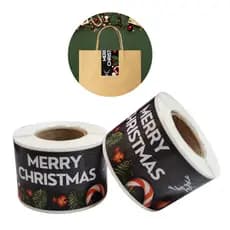 Lacres Fecha Sacola Natal - Adesivo Merry Christmas - Lacres Adesivos Natalinos 10 x 3,4 cm | Pacote 100 ou 500 Unidades