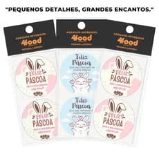 50 Etiquetas Adesivas | Feliz Páscoa 4Cm | Ideal para Encomendas e Presentes