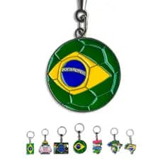 Chaveiro de Metal Turístico Bandeira Brasil Bola de Futebol