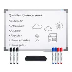 Quadro Branco 90x60 + 7 Canetinhas - Lousa Para Escrita Escolas Trabalho