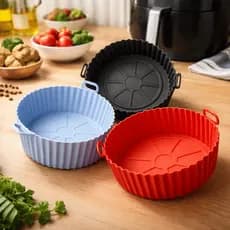 1/2/3 Forma De Silicone Para Air Fryer Forno Microondas Assadeira Antiderrapante Reutilizável Flexível