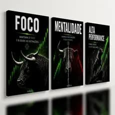 Kit 3 Quadro Decorativo Mercado Financeiro Trader Bolsa Ações Investimento