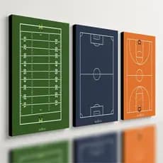 Kit 3 Quadro Decorativo Esportes Futebol Basquete Americano