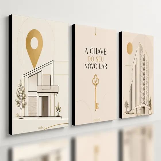 Kit3 Quadro Decorativo Imobiliária Corretor de Imóveis e3