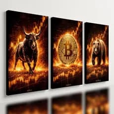 Kit 3 Quadro Decorativo Moeda Bitcoin Cripto Moderno Luxo Qualidade Premium