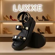 Sandália plataforma Sandália feminina Sandália com apliques elegante confortável