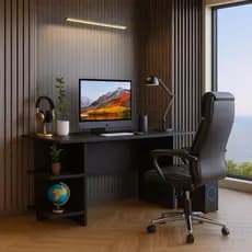 Mesa Gamer Escrivaninha Funcional para Computador, Quarto e Escritório – Cor Preta