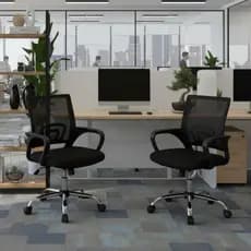 QUEIMA DE ESTOQUE - Kit de 2 Cadeiras Estofadas Ergonômicas – Ajustáveis p/ Escritório