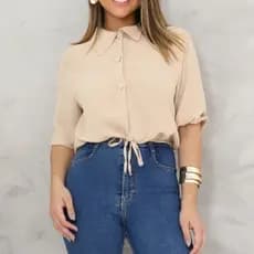 Blusas Feminina tecido duna com botões