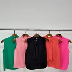 Blusa Femenina Duan Sem Manga Cola Alta Com Corda Atras Com 2 Botoes Casual Cores Verao B-5