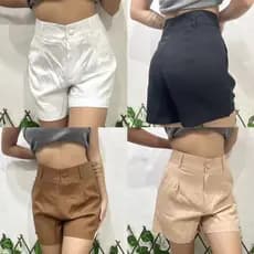 Short Femenino Marrent Basico Com Ziper e Bolso Casual