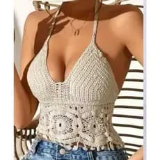 Royal Top Femenina Verao Capas De Praia Modelo Liza Tecido Croche Tamanho Unico Com Marra Atras
