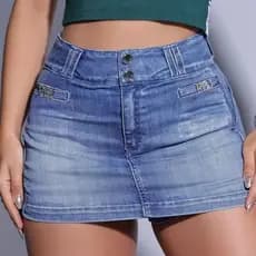Short Saia Jeans Pit Bull Jeans, Short Feminino Cintura Alta, short saia feminino pit bull jeans original