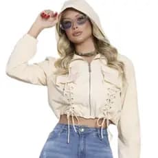 Jaqueta Feminina Pit Bull Jeans Jaqueta Bomber Refinada, jaqueta cropped pit bull jeans, corta vento