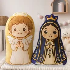 Almofada Naninha Para Bebe Menino Menina Santo Anjo da Guarda Amigurumi Travesseiro Nossa Senhora Anjinho Pelúcia