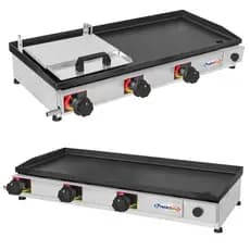 Chapa de Hamburguer Lanche Profissional A Gas 70x30 com 3 queimadores Chapeira Pratic Metal