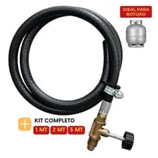 Kit Mangueira Regulador Registro de Gas Alta Pressão para Fogão Fogareiro e Forno compatível com Botijão 1, 2 e 3 metros