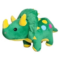 Bicho Dinossauro De Pelúcia 40cm Rosa Verde Triceratops Baby Dino - Brinquedo Infantil Antialérgico e Lavável