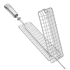 Espeto Grelha Gaiola Para Peixe Coração Frango Ideal Churrasqueira Inox Gira Grill Giratório
