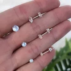 Brinco kit trio redondo zirconia 3 pares prata 925 3mm/4mm/5mm masculino feminino infantil anti alérgico