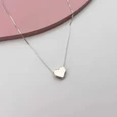 Colar Minimalista Mini Coração Sólido Prata  - Antialérgico