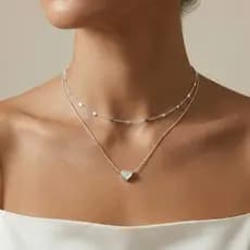 KIT 2 Choker Colar com detalhe de coração + Colar minimalista mini coração sólido banhado à prata 925 a ouro 18K