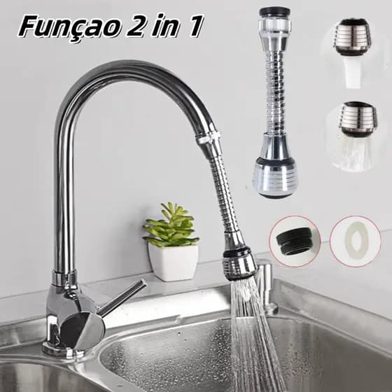 Extensor De Torneira Flexível para Pia Cozinha Adaptador 24MM Giro 360° Arejador/Economiza Agua Inox