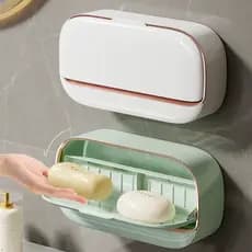 Saboneteira de Parede com Bandeja de Drenagem,Mantém o Sabonete Seco,Suporte de Sabão Com 2 Modelos