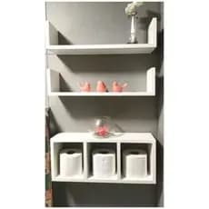 Nicho p/Banheiro 2 Prateleira U mais 1 Nicho Com Divisória MDF Branco