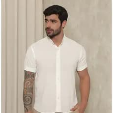 Camisa Social Slim Masculina Gola Padre