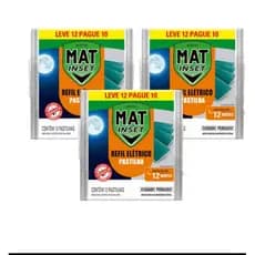 KIT 3x MAT INSET REFIL ELÉTRICO – PROMOÇÃO LEVE 12 PAGUE 10, pernilongo, muriçoca ,dengue e outros insetos.